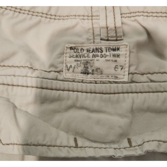 Vintage Polo Jeans Co Ralph Lauren Safari Utility Cargo Tan‎ Mens Shorts Size 34 - Picture 8 of 9